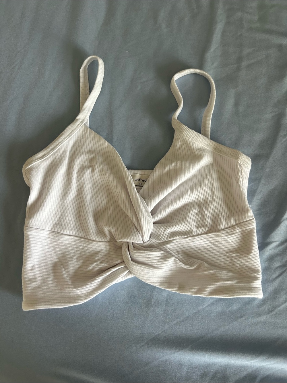 Wilfred Bay Tank Ribbed Twist Front Crop Top in White Size XS Like New